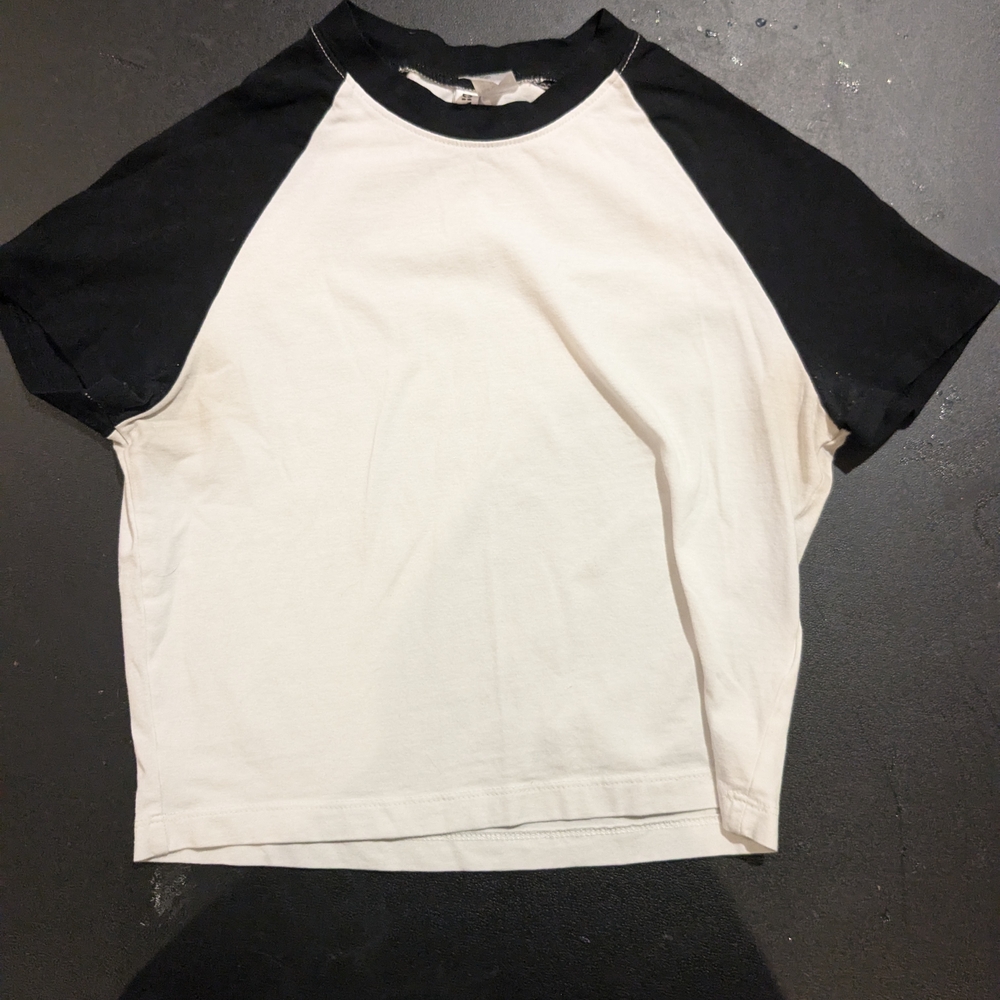 Black and White Raglan Sleeve Women's Top